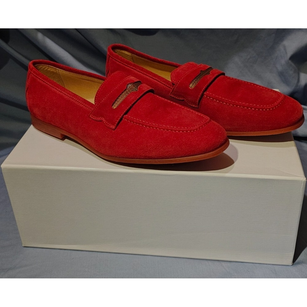 Robert Graham Italian Men's 8 M Sandhills Red Suede Leather Loafers NWT